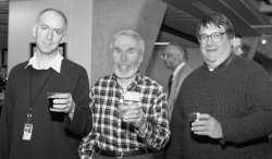 Jackson offers a toast with Bill Foster (left) and Peter Limon, who revived the wine tradition.