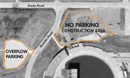 The construction of the MuCool buildings will take nine months. During that time more than one hundred parking spaces will be inaccessible. A new, temporary parking lot is located just 200 feet south of the construction site.