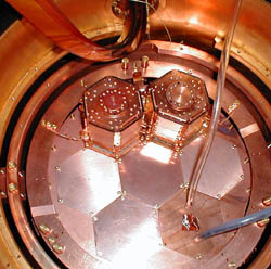 A view of the inner layers of the cryostat with two towers installed.