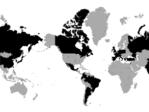 Dark shade indicates countries with members