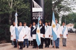 Inauguration, school children with flags