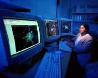 Meenakshi Narain examines possible top quark events at Fermilab's DZero experiment in 1995.