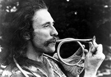 Frank Crawford in 1975 with the corrugahorn he invented.