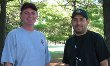 Michael Rogers (left) and Cris Banuelos are both survey engineers at SLAC.