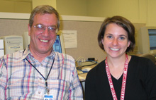 Mike Albrow (left) and Jodi Wittlin after Monday night's Virtual Ask-a-Scientist.