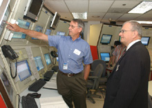 Marburger in CDF Control Room
