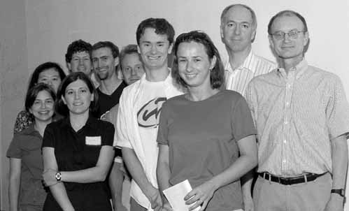 Mike Witherell(right) with Judges and participants in New Perspectives 2001 Poster Session