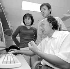 Professor Giao(foreground), with Trang Hoang and Han Do