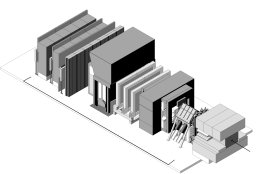 The 50-foot-long DONuT detector (here a schematic drawing) at Fermilab recorded six million potential neutrino interactions. In July 2000, experimenters of the DONuT collaboration announced the first evidence for the direct observation of the tau neutrino.