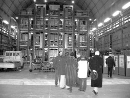 A group of science journalists from the Unione Giornalisti Italiani Scientifici visited the large Volume Detector in Hall A of the underground laboratory at Gran Sasso. The LVD, in operation since 1992, uses large quantities of liquid scintillator to track neutrinos from supernovae.