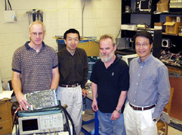 The Ohio State University US-CMS group. From left to right: Electronics engineer Ben Bylsma, researcher Jianhui Gu, Professor Stan Durkin,  and Professor T.Y. Ling. (Not pictured: postdoc Jason Gilmore)