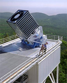 The 2.5-meter telescope at Apache Point Observatory, named the Sloan Foundation Telescope