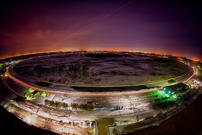 A time lapse image of the Tevatron ring, taken at night