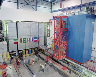 The DZero detector in the collision hall in February of 1992