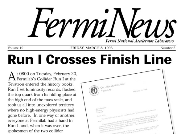 A FermiNews article about the end of Run I